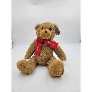 FAO Schwarz Teddy Bear Brown Plush Soft Stuffed Toy 10" Red Ribbon 2020
